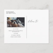 Schwarzes Whimsisches Skript Save the Date Verlobt Ankündigungspostkarte (Rückseite)