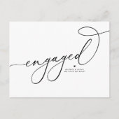 Schwarzes Whimsisches Skript Save the Date Verlobt Ankündigungspostkarte (Vorderseite)