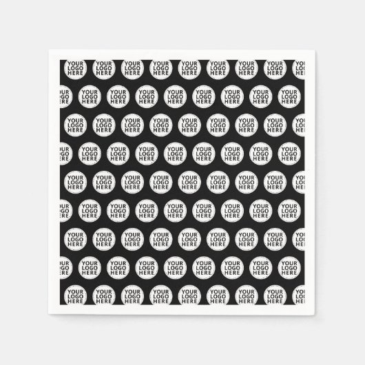 Schwarzes wiederholendes Geschäftslogo Serviette (Vorderseite)