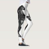 Schwarzes Wild-Pferd - Schwarz-Weiß-Zeichn Leggings (Rechts)