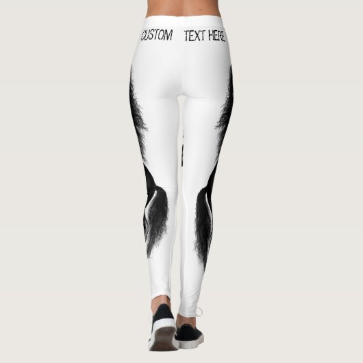 Schwarzes Wild-Pferd - Schwarz-Weiß-Zeichn Leggings (Rückseite)