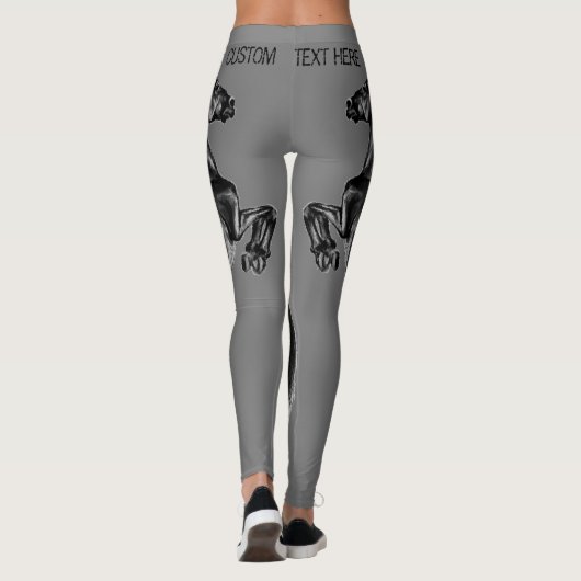 Schwarzes Wild-Pferd - Schwarz-Weiß-Zeichn Leggings (Rückseite)