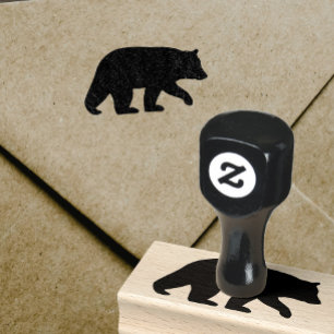Schwarzes wildes Tier der Bärn-Silhouette- der Gummistempel