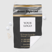 Schwarzes Wildleder mit Gold und Silver Business Golfhandtuch (Insitu)