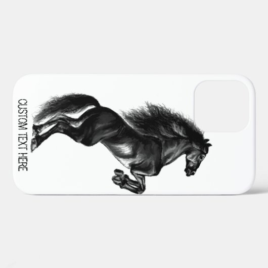 Schwarzes Wildpferd - Schwarzweiß Zeichnend Case-Mate iPhone Hülle (Rückseite (Horizontal))