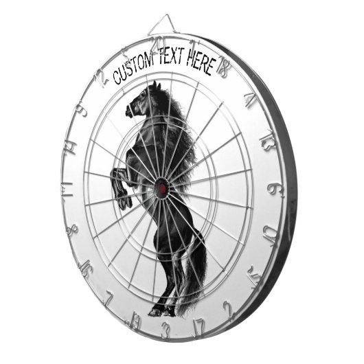 Schwarzes Wildpferd - Schwarzweiß Zeichnend Dartscheibe (Vorderseite rechts)