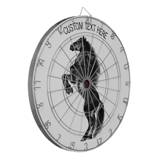Schwarzes Wildpferd - Schwarzweiß Zeichnend Dartscheibe (Vorderseite Links)
