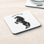 Schwarzes Wildpferd - Schwarzweiß Zeichnend Getränkeuntersetzer (Linke Seite)