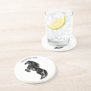 Schwarzes Wildpferd - Schwarzweiß Zeichnend Getränkeuntersetzer