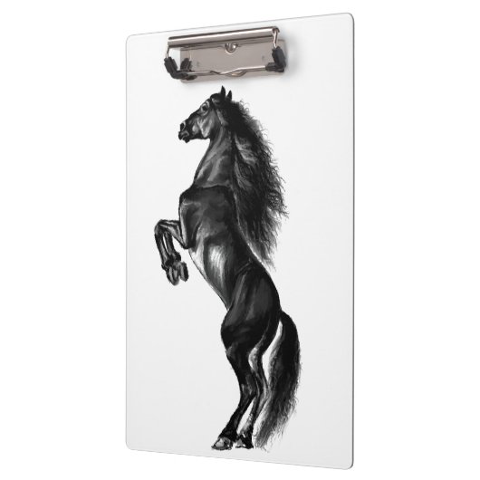 Schwarzes Wildpferd - Schwarzweiß Zeichnend Klemmbrett (Links)