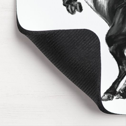Schwarzes Wildpferd - Schwarzweiß Zeichnend Mousepad (Ecke)