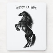 Schwarzes Wildpferd - Schwarzweiß Zeichnend Mousepad (Vorne)