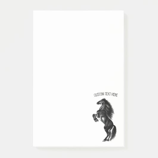 Schwarzes Wildpferd - Schwarzweiß Zeichnend Post-it Klebezettel (Vorderseite)