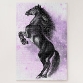 Schwarzes Wildpferd - Schwarzweiß Zeichnend Puzzle (Vertikal)