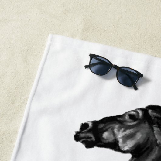 Schwarzes Wildpferd - Schwarzweiß Zeichnend Strandtuch (Beispiel)