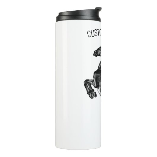 Schwarzes Wildpferd - Schwarzweiß Zeichnend Thermosbecher (Nach links gedreht)