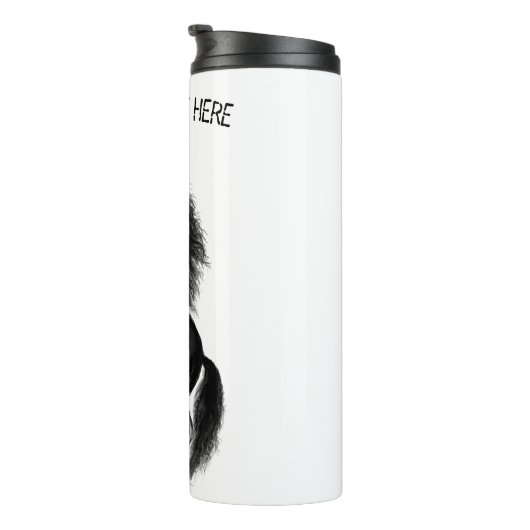 Schwarzes Wildpferd - Schwarzweiß Zeichnend Thermosbecher (Nach rechts gedreht)