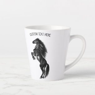 Schwarzes Wildpferd - Zeichnend - Text hinzufügen Milchtasse