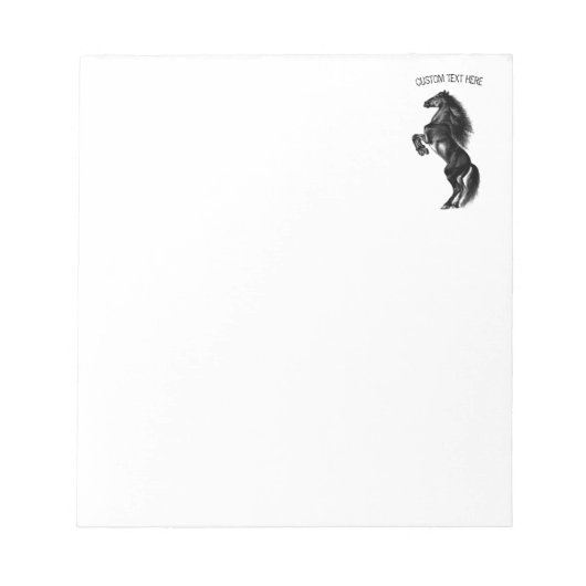 Schwarzes Wildpferd - Zeichnend - Text hinzufügen Notizblock (Vorderseite)