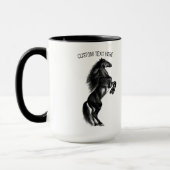 Schwarzes Wildpferd - Zeichnend - Text hinzufügen Tasse (Links)