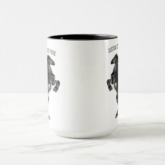 Schwarzes Wildpferd - Zeichnend - Text hinzufügen Tasse (Zentrum)