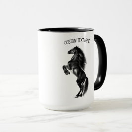 Schwarzes Wildpferd - Zeichnend - Text hinzufügen Tasse