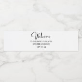 Schwarzes Willkommensschreiben, maßgeschneidertes  Wasserflaschenetikett (Einzelnes Label)