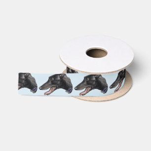 Schwarzes Windhund-Profil DogArt Band Satinband
