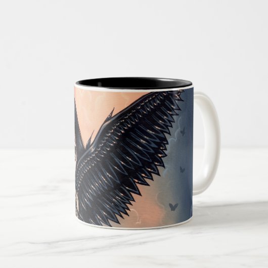 "Schwarzes Winged Engels-" Tasse (VorderseiteRechts)
