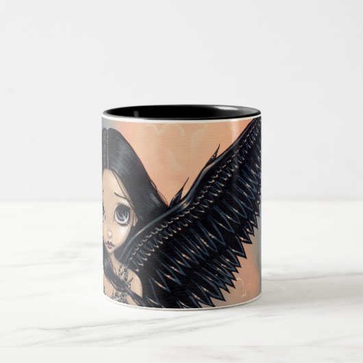 "Schwarzes Winged Engels-" Tasse (Mittel)