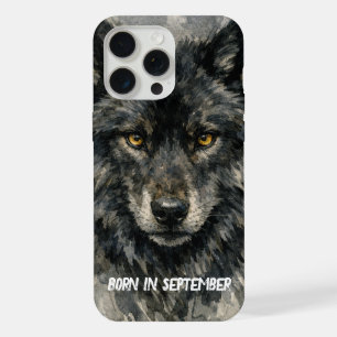 Schwarzes Wolfsgesicht – Februar-Geburtsmonat Aqua iPhone 15 Pro Max Hülle