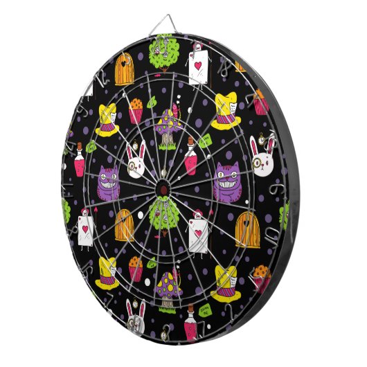 Schwarzes Wonderland Dartscheibe (Vorderseite rechts)