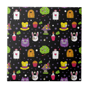 Schwarzes Wonderland Fliese