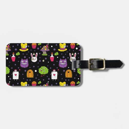 Schwarzes Wonderland Gepäckanhänger (Vorderseite horizontal)