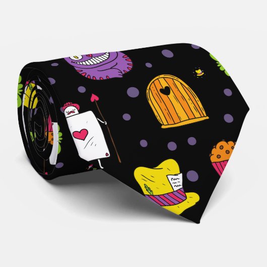 Schwarzes Wonderland Krawatte (Gerollt)