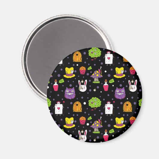 Schwarzes Wonderland Magnet (Vorderseite/Rückseite)