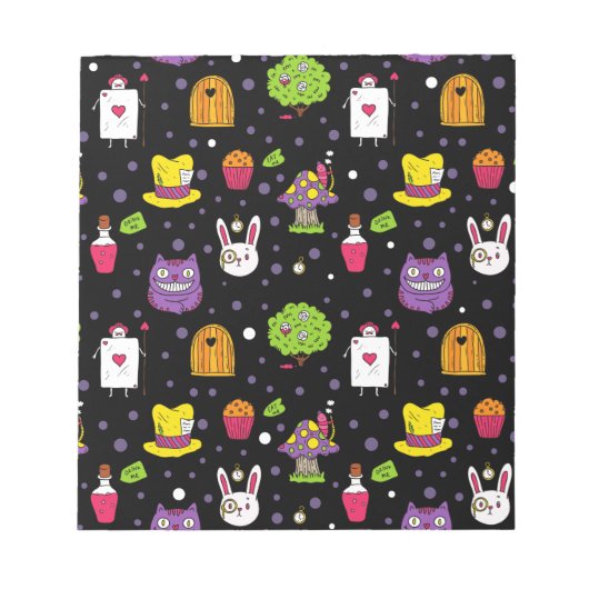 Schwarzes Wonderland Notizblock (Vorderseite)