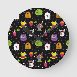 Schwarzes Wonderland Runde Wanduhr