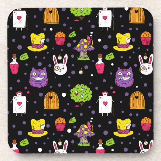 Schwarzes Wonderland Untersetzer (Vorderseite)