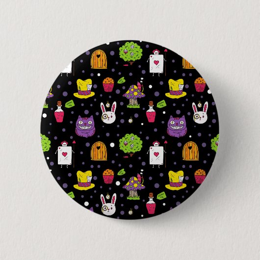 schwarzes Wunderland Button (Vorderseite)