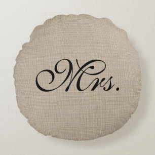 Schwarzes Wurfs-Kissen Frau-Burlap Round Rundes Kissen