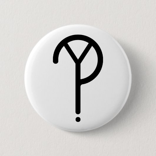 Schwarzes Y? Symbol auf Weiß Button (Vorderseite)