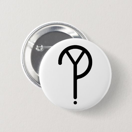 Schwarzes Y? Symbol auf Weiß Button (Vorne & Hinten)
