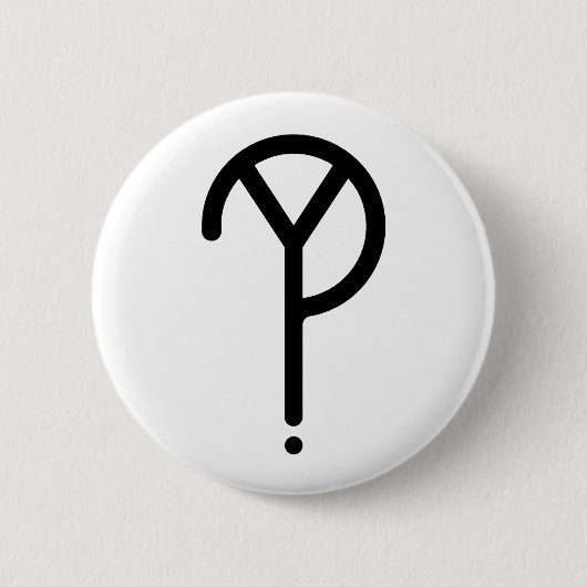 Schwarzes Y? Symbol auf Weiß Button (Vorderseite)