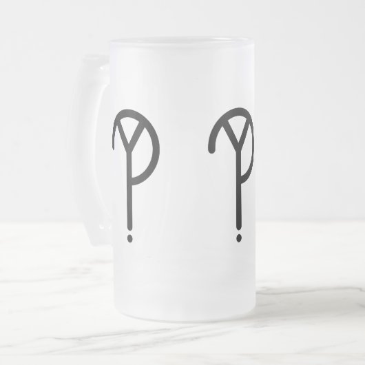 Schwarzes Y? Symbol-mattierte Tasse (Vorderseite Links)