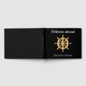 Schwarzes Yachtboot Name Goldräderrad Gästebuch (Voll)