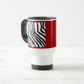 Schwarzes Zebra-Druck-Muster auf tiefrotem. Reisebecher (Vorderseite Links)