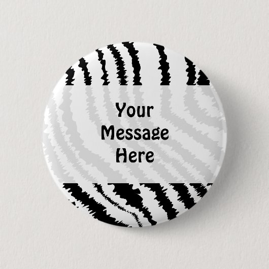 Schwarzes Zebra-Druck-Muster Button (Vorderseite)