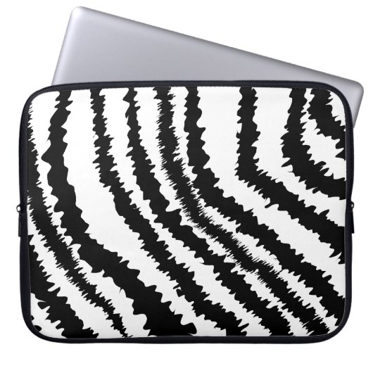 Schwarzes Zebra-Druck-Muster Laptopschutzhülle (Vorderseite)