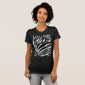 Schwarzes Zebra-Druckmuster T-Shirt (Vorne ganz)
